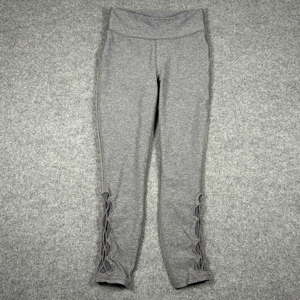 Lululemon Leggings Tied To It Women 8 Gray Lace Up Ankle 7/8 Tight